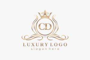 Anfangs-CD-Buchstabe königliche Luxus-Logo-Vorlage in Vektorgrafiken für Restaurant, Lizenzgebühren, Boutique, Café, Hotel, heraldisch, Schmuck, Mode und andere Vektorillustrationen. vektor