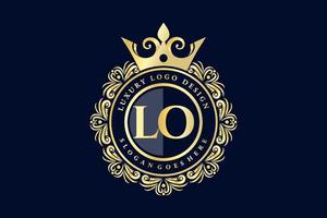 lo anfangsbuchstabe gold kalligraphisch feminin floral handgezeichnet heraldisches monogramm antik vintage stil luxus logo design premium vektor