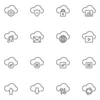 Cloud-Speicherzeilen-Icon-Set vektor