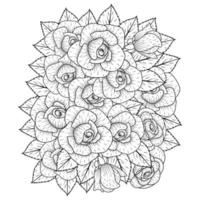 Rose Blume Färbung Seite Dot Line Art mit Malbuch Illustration im Doodle-Stil für Erwachsene vektor