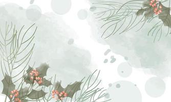 winterhintergrunddesign mit aquarellbürstenbeschaffenheit, blume und botanischen blättern aquarellhandzeichnung. abstraktes kunsttapetendesign für wandkunst, hochzeit und vip-einladungskarte. Vektor eps10