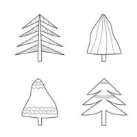 satz von handgezeichneten stilisierten weihnachtsbäumen. abstrakter weihnachtsbaum für dekorationsdesign. Vektor-Illustration vektor