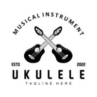 minimalistisches ukulele-musiklogodesign, ukulele-gitarrenvektor. Ukulele-Logo-Design vektor