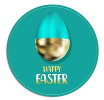 Osteraufkleber. Frohe Ostern. goldenes Ei. Postkarte, Poster oder Banner, die auf den religiösen christlichen Frühlingsfeiertag warten. vektor
