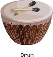 vektor bild av en musikalisk instrument. trumma. tecknad serie stil. isolerat på vit bakgrund. eps 10
