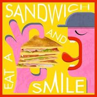 Cooles Fast-Food-Poster. Nationaler Sandwich-Tag. trendy style banner day of the sandwich vektor