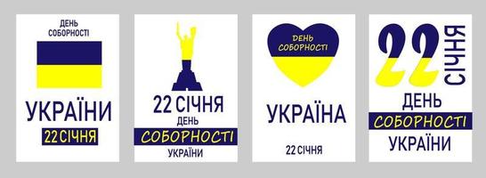 baner, reklam affisch. enande dag av ukraina. oberoende av ukraina. flagga av de Land. de inskrift i ukrainska januari 22, de dag av kollegialitet av ukraina vektor