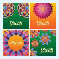 diwali festival med indisk rangoli social media mallar vektor