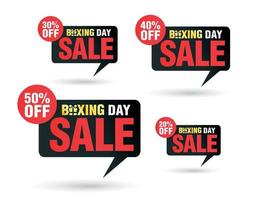 Boxing Day Sale Tag Sprechblase. 20er-, 30er-, 40er-, 50er-Set Rabatt vektor