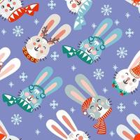 nahtlose Muster Weihnachten Kaninchenköpfe Hintergrund Vektor-Illustration bluen vektor
