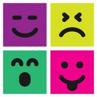 Satz von vier bunten Emoticons mit Emoji-Gesichtern vektor