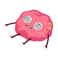 hjärna svimmade yr maskot karaktär tecknad serie illustration vektor