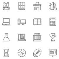 High-School-Linie-Icon-Set vektor