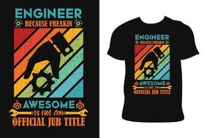 Ingenieur Vintage T-Shirt-Design. Vintaget-Shirt des Ingenieurs. Ingenieur Vintage T-Shirt kostenloser Vektor. vektor