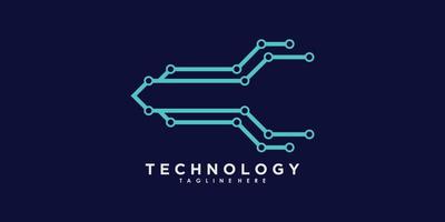 Technologie-Logo-Design-Vektor mit Farbverlauf abstraktes kreatives Konzept vektor