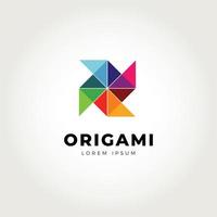 abstrakt blomma origami form logotyp design mall vektor