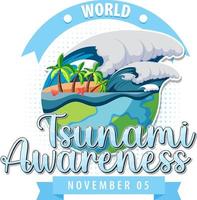 värld tsunami medvetenhet dag logotyp design vektor