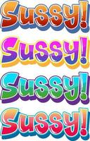 sussy Text Wort Banner Comic-Stil vektor