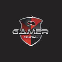 Gamer zentrales Logo-Design-Symbol-Symbol vektor