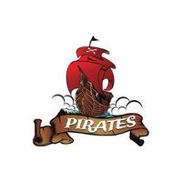 Piratenschiff-Logo-Symbol-Banner-Emblem vektor