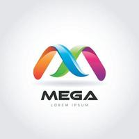 brev mark m mega färgrik logotyp design vektor