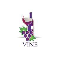Flasche Wein mit Trauben-Logo-Zeichen-Symbol-Symbol vektor