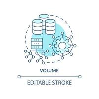 volym turkos begrepp ikon. stor data karakteristisk abstrakt aning tunn linje illustration. samlade in, lagrat data storlek. isolerat översikt teckning. redigerbar stroke. vektor