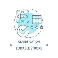 Symbol für das türkisfarbene Konzept der Klassifizierung. data-mining-methode abstrakte idee dünne linie illustration. Anwendungen kategorisieren. isolierte Umrisszeichnung. editierbarer Strich. vektor