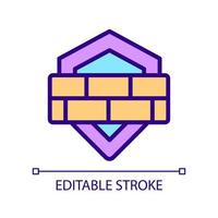Firewall-Pixel perfektes RGB-Farbsymbol. Netzwerksicherheitssystem. den Internetverkehr überwachen. Angriffsprävention. isolierte Vektorillustration. einfache gefüllte Strichzeichnung. editierbarer Strich. vektor