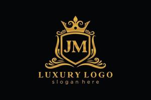 Royal Luxury Logo-Vorlage mit anfänglichem JM-Buchstaben in Vektorgrafiken für Restaurant, Lizenzgebühren, Boutique, Café, Hotel, Heraldik, Schmuck, Mode und andere Vektorillustrationen. vektor