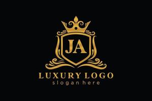 Royal Luxury Logo-Vorlage mit anfänglichem Ja-Buchstaben in Vektorgrafiken für Restaurant, Lizenzgebühren, Boutique, Café, Hotel, Heraldik, Schmuck, Mode und andere Vektorillustrationen. vektor