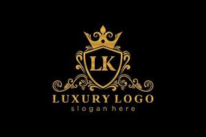 Royal Luxury Logo-Vorlage mit anfänglichem lk-Buchstaben in Vektorgrafiken für Restaurant, Lizenzgebühren, Boutique, Café, Hotel, Heraldik, Schmuck, Mode und andere Vektorillustrationen. vektor