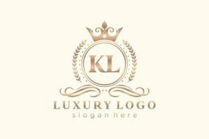 Royal Luxury Logo-Vorlage mit anfänglichem kl-Buchstaben in Vektorgrafiken für Restaurant, Lizenzgebühren, Boutique, Café, Hotel, Heraldik, Schmuck, Mode und andere Vektorillustrationen. vektor