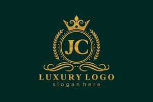 königliche luxus-logo-vorlage mit anfänglichem jc-buchstaben in vektorgrafiken für restaurant, königshäuser, boutique, café, hotel, heraldik, schmuck, mode und andere vektorillustrationen. vektor