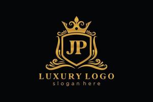 Royal Luxury Logo-Vorlage mit anfänglichem jp-Buchstaben in Vektorgrafiken für Restaurant, Lizenzgebühren, Boutique, Café, Hotel, Heraldik, Schmuck, Mode und andere Vektorillustrationen. vektor