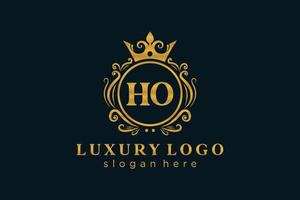 anfängliche ho-Buchstabe königliche Luxus-Logo-Vorlage in Vektorgrafiken für Restaurant, Lizenzgebühren, Boutique, Café, Hotel, heraldisch, Schmuck, Mode und andere Vektorillustrationen. vektor