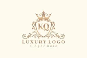 königliche Luxus-Logo-Vorlage mit anfänglichem kq-Buchstaben in Vektorgrafiken für Restaurant, Lizenzgebühren, Boutique, Café, Hotel, Heraldik, Schmuck, Mode und andere Vektorillustrationen. vektor