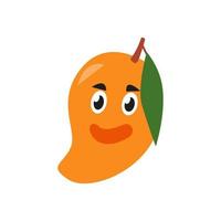 söt mango karaktär. isolerat på en vit bakgrund. lämplig för maskot, barns bok, ikon, t-shirt design etc. frukt, mat, vegetarian, hälsa begrepp. platt vektor design illustration