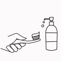hand dragen klotter tvål och tandborste illustration vektor