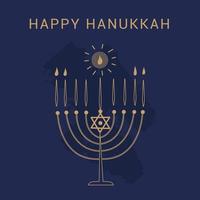 Lycklig hanukkah text hälsning kort. festlig affisch skriva ut typografisk inskrift. vektor illustration