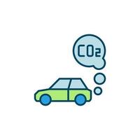 Autoabgase mit farbigem Symbol für CO2-CO2-Vektor vektor