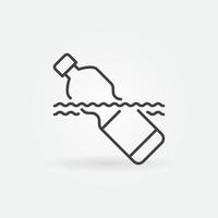 Plastikflasche im Meer Vektor Wasserverschmutzung dünne Linie Symbol