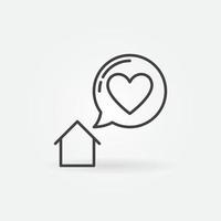 Haus mit Herz in Sprechblase Vektorumriss-Symbol vektor