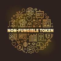 Nicht fungible Token-Technologie, Vektor, runde goldene Illustration - nft-Banner vektor