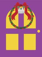 jul dörrar och fönster. girlander, flaggor, etiketter, bubblor, band och klistermärken. samling av glad jul dekorativ ikoner. illustration. vektor