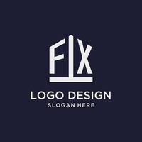 fx anfängliches Monogramm-Logo-Design mit Pentagon-Form vektor