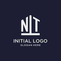 nt anfängliches Monogramm-Logo-Design mit Pentagon-Form-Stil vektor