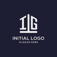 ig anfängliches Monogramm-Logo-Design mit Pentagon-Form-Stil vektor