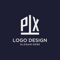 px första monogram logotyp design med femhörning form stil vektor