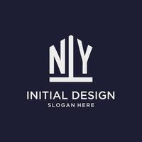 ny Anfangsmonogramm-Logo-Design mit Pentagon-Form-Stil vektor